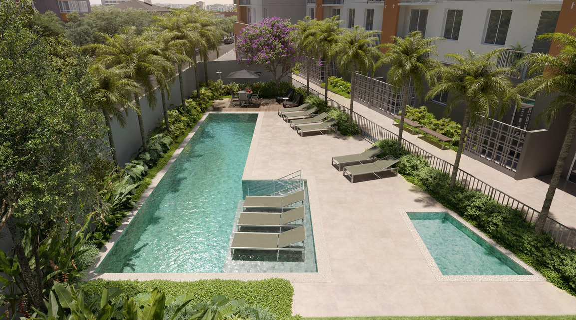 Perspectiva — Piscina com deck — imagem demonstrativa